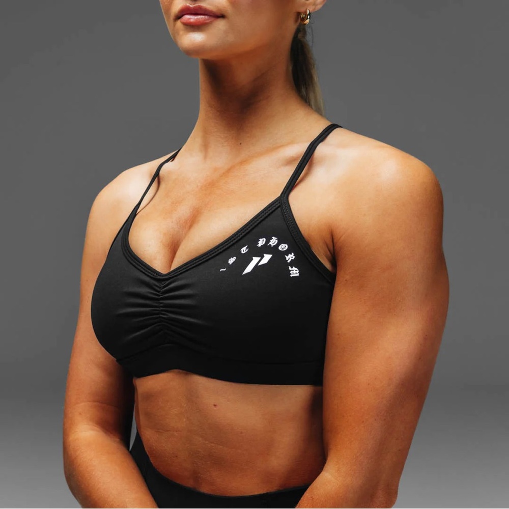 Sleek Black Sports Bra with Strappy Design
